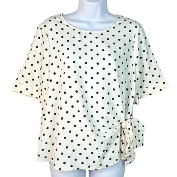 Tommy Hilfiger Harbor Polka Dot Waist Tie Relaxed Fit Womens Top NWOT Sz M - Picture 1 of 8